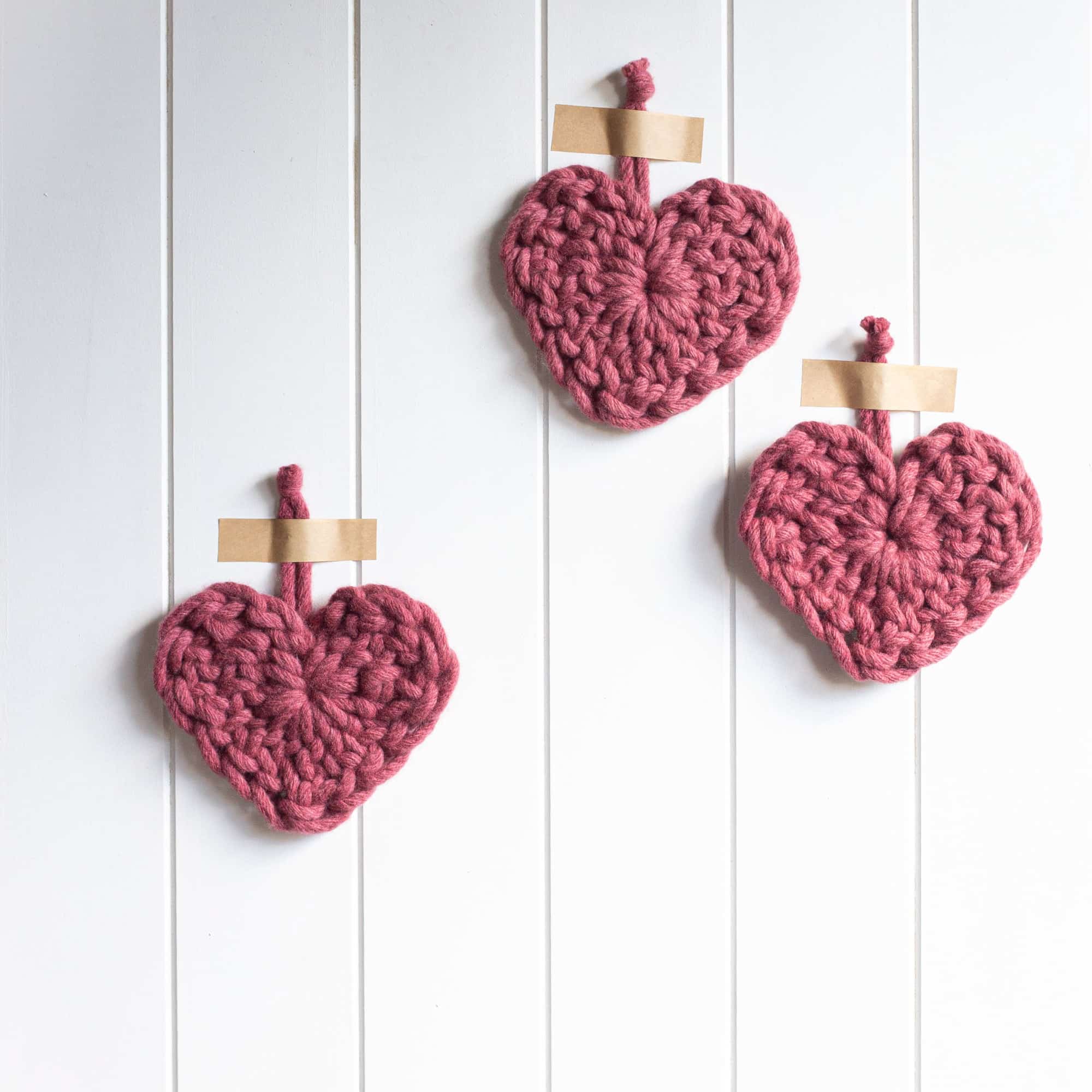 Chunky Heart Crochet Kit - rhubarb pink red - Australian merino wool | Homelea Lass Contemporary Crochet