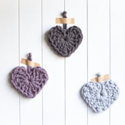 Chunky Heart Crochet Kit - mushroom purple donkey brown grey - Australian merino wool | Homelea Lass Contemporary Crochet