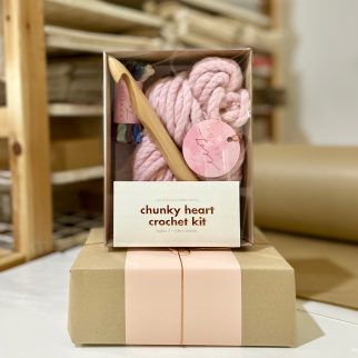 Chunky Heart Crochet Kit in Minna Pink | Homelea Lass Contemporary Crochet