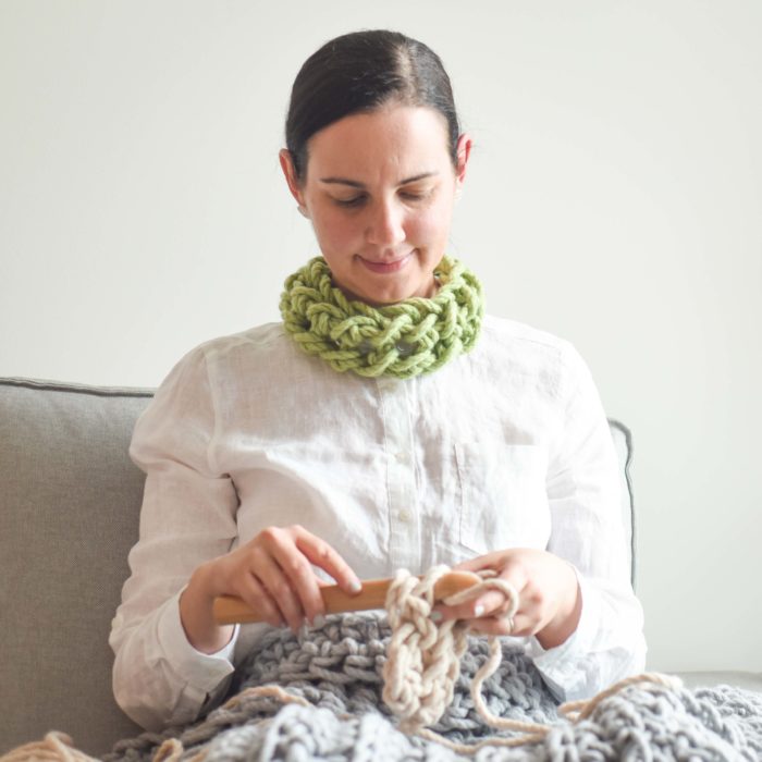 Spring Cowl crocheted with chunky Australian merino wool | Homelea Lass