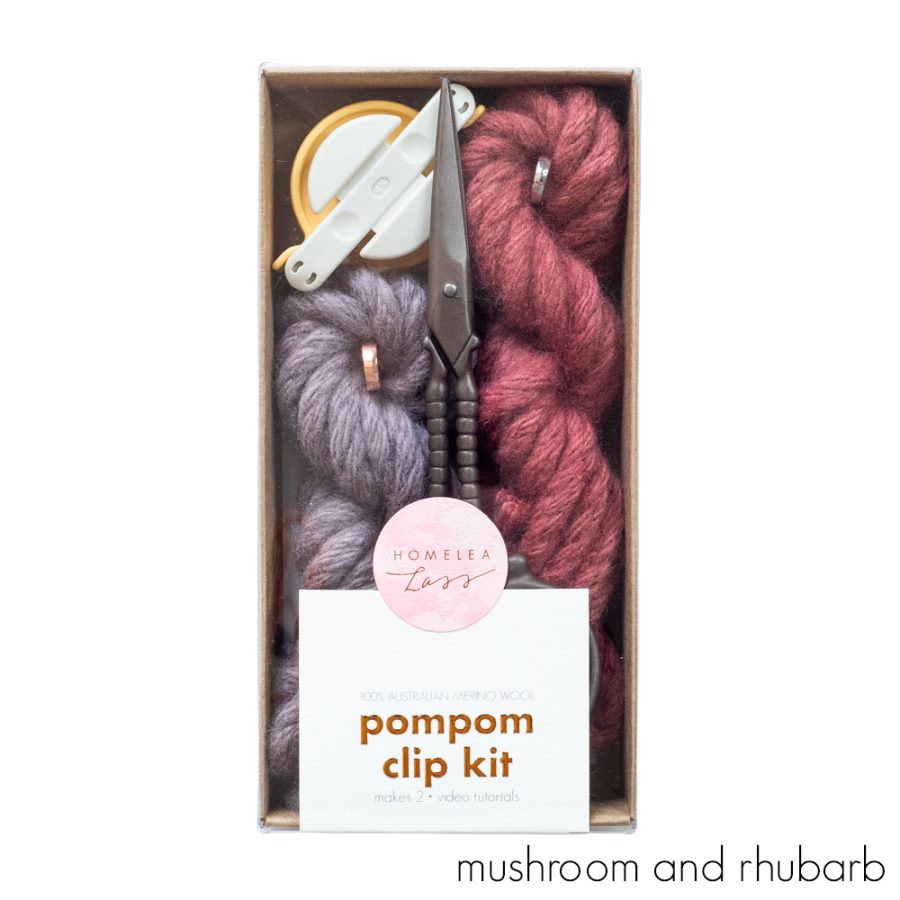 PomPom Clip Kit Mushroom and Rhubarb | Homelea Lass Contemporary Crochet