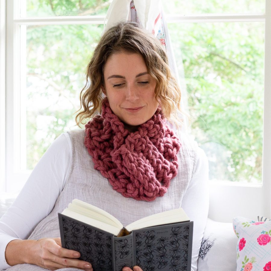 Rhubarb Red Pink Melbourne Snood - Australian Merino Wool | Homelea Lass Contemporary Crochet