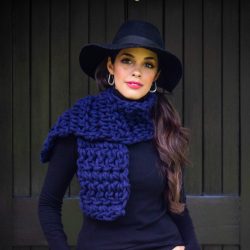 Navy Warm Heart Scarf - Australian Merino Wool | Homelea Lass Contemporary Crochet