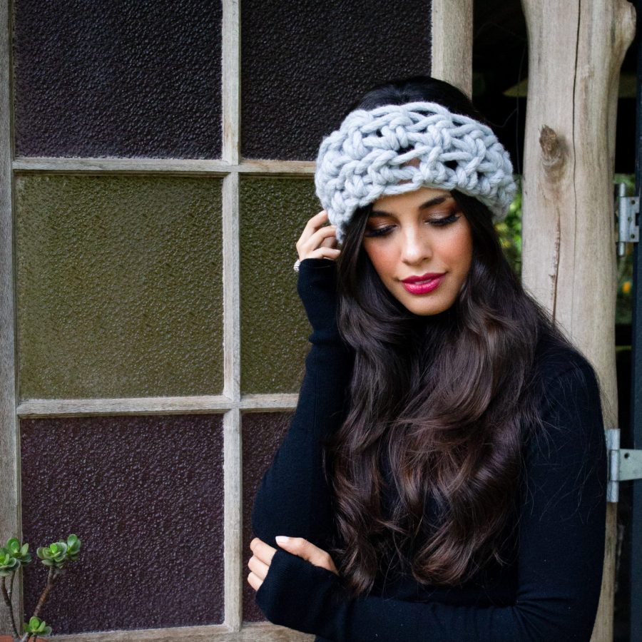 Grey Spring Headscarf - Australian Merino Wool | Homelea Lass Contemporary Crochet