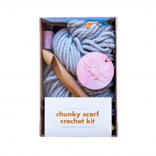 Chunky Scarf Crochet Kit - learn to crochet - Australian Merino Wool - grey | Homelea Lass
