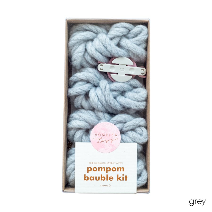 PomPom Bauble Kit Grey | Homelea Lass Contemporary Crochet