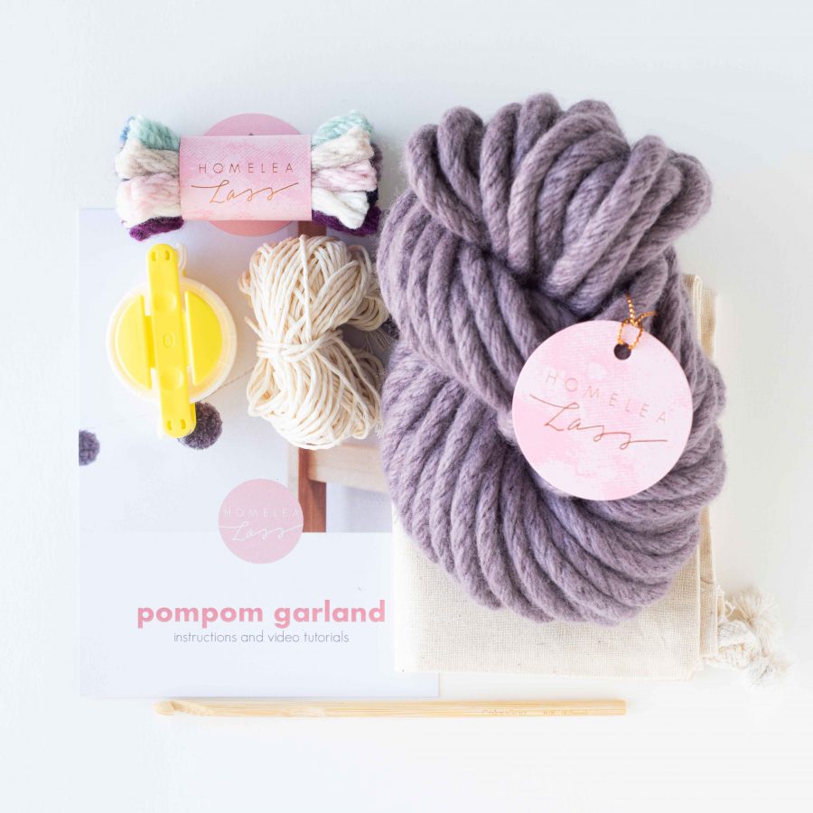 PomPom Garland Kit - Australian made craft kit | Homelea Lass Contemporary Crochet