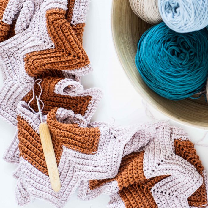 Calm Chevron Blanket crochet kit | Homelea Lass contemporary crochet