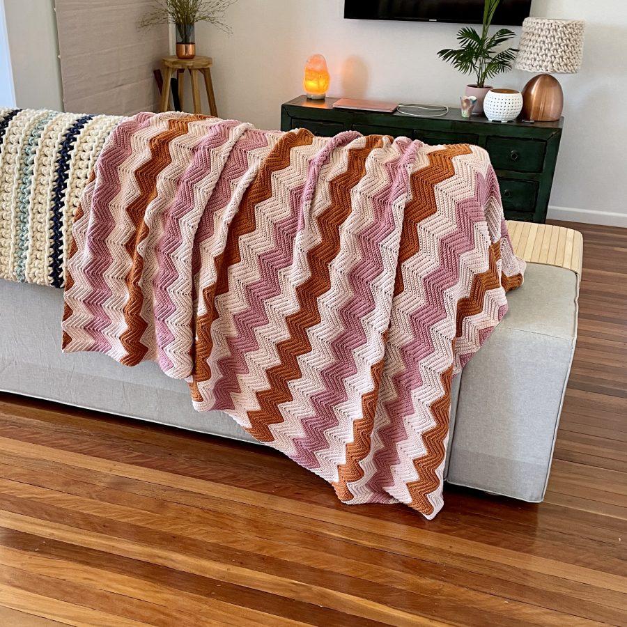 Calm Chevron Blanket lounge size | Homelea Lass Contemporary Crochet