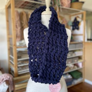 Warm Heart Cowl in navy blue - made sample