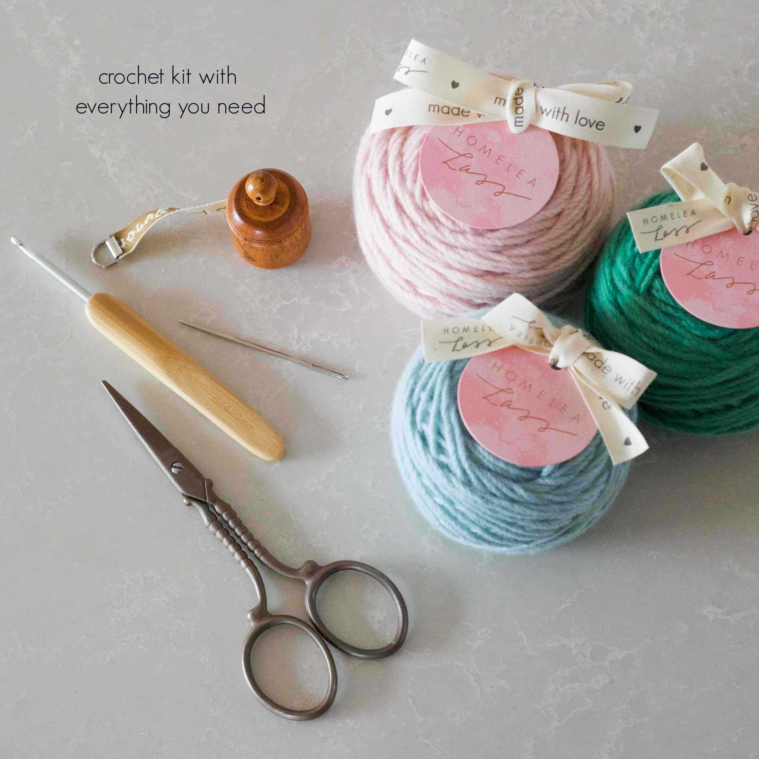 CROCHET KIT Beginners Learn to Crochet Instructions Hook Wool Handmade With  Love